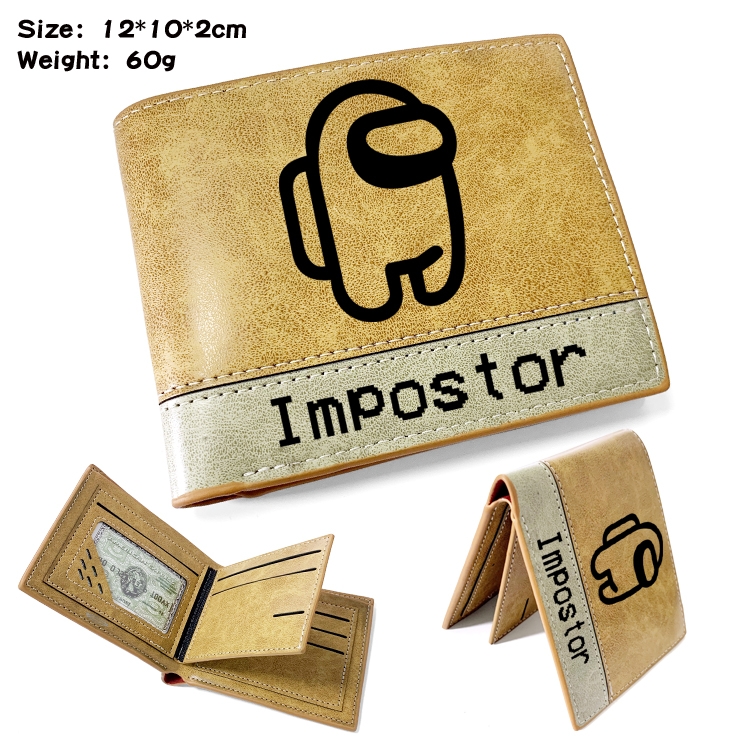 Among Us Anime Short Folding Leather Wallet 12X10X2CM 60G