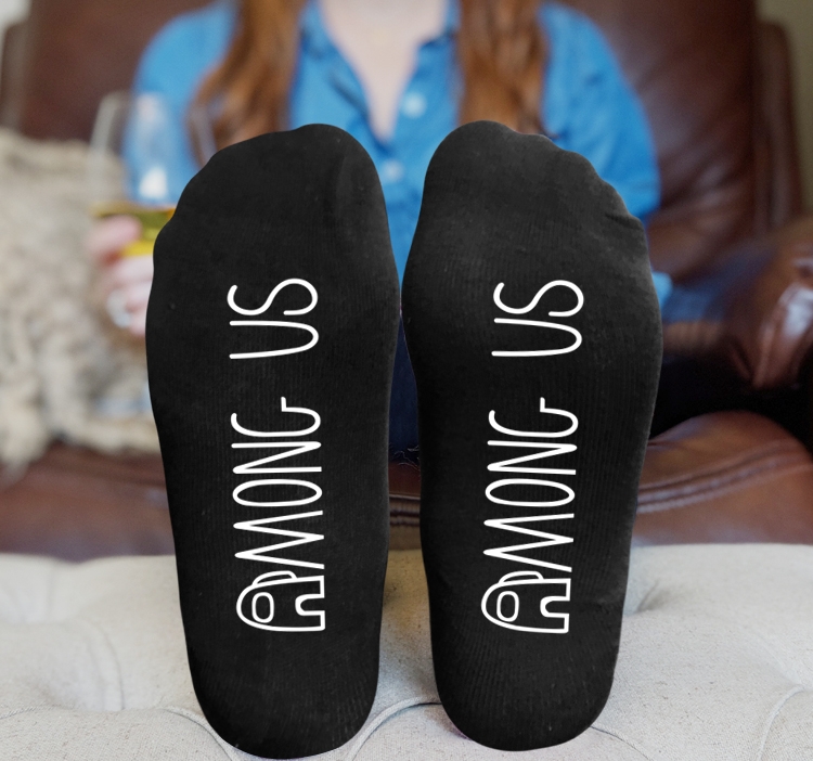 Among Us-2A  Black printed Mid tube socks stockings tube high 15CM 25G