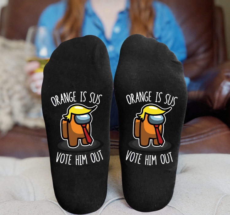 Among Us-5A  Black printed Mid tube socks stockings tube high 15CM 25G