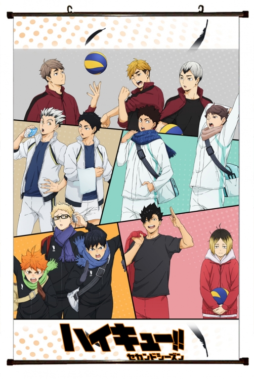Haikyuu!! Anime black Plastic rod Cloth painting Wall Scroll 60X90CM p1344