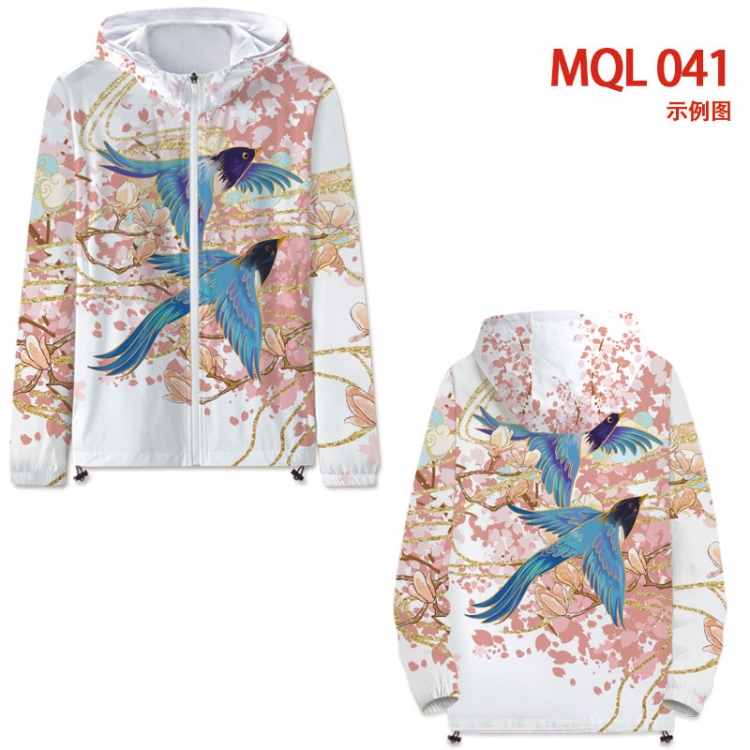 Chinese style  Full color coat hooded zipper trench coat S-4XL 7size MQL-041