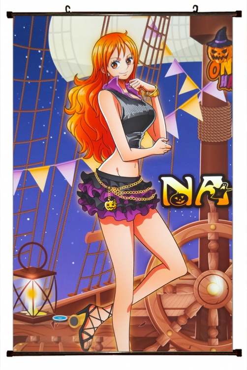 One Piece Anime black Plastic rod Cloth painting Wall Scroll 60X90CM H1385