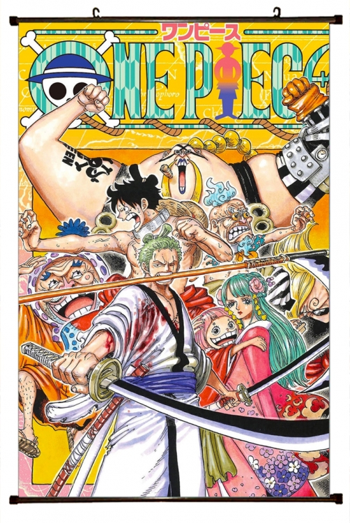 One Piece Anime black Plastic rod Cloth painting Wall Scroll 60X90CM H1368