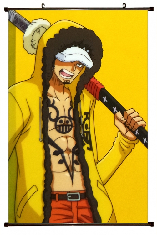 One Piece Anime black Plastic rod Cloth painting Wall Scroll 60X90CM H1380