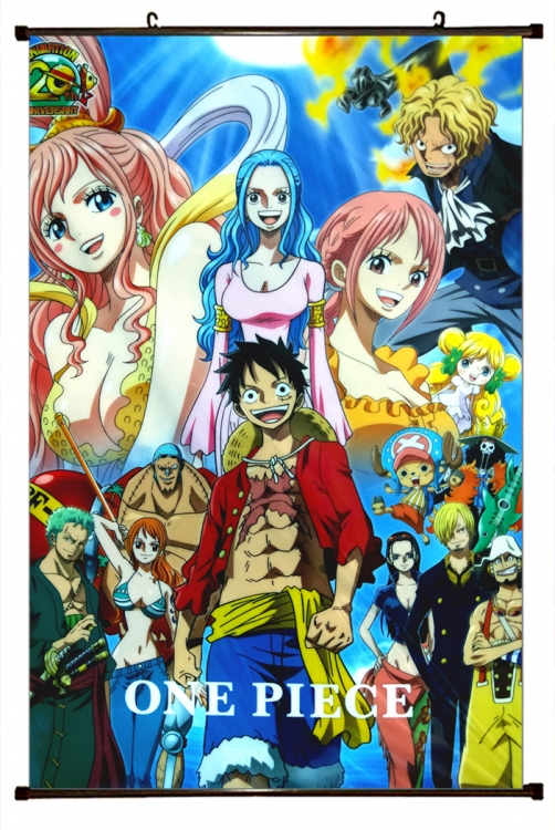 One Piece Anime black Plastic rod Cloth painting Wall Scroll 60X90CM