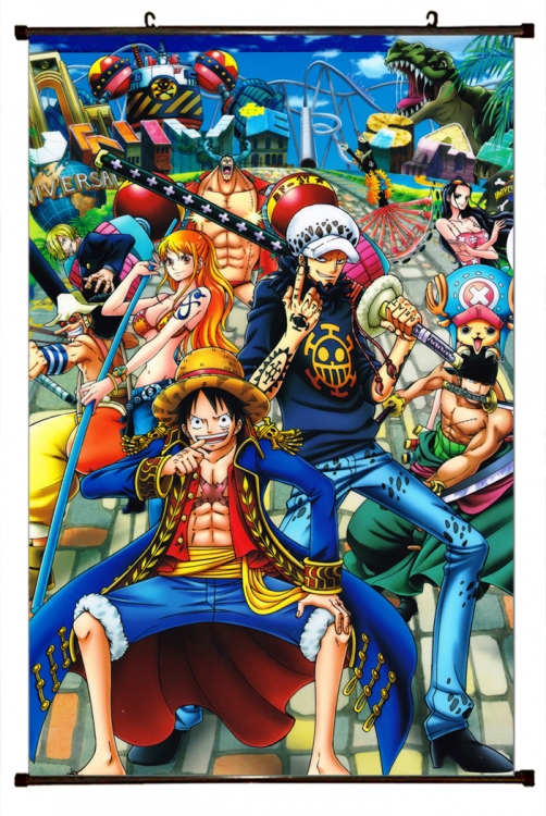 One Piece Anime black Plastic rod Cloth painting Wall Scroll 60X90CM H1356