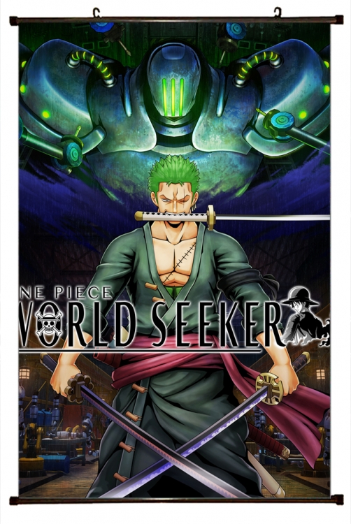 One Piece Anime black Plastic rod Cloth painting Wall Scroll 60X90CM H1378