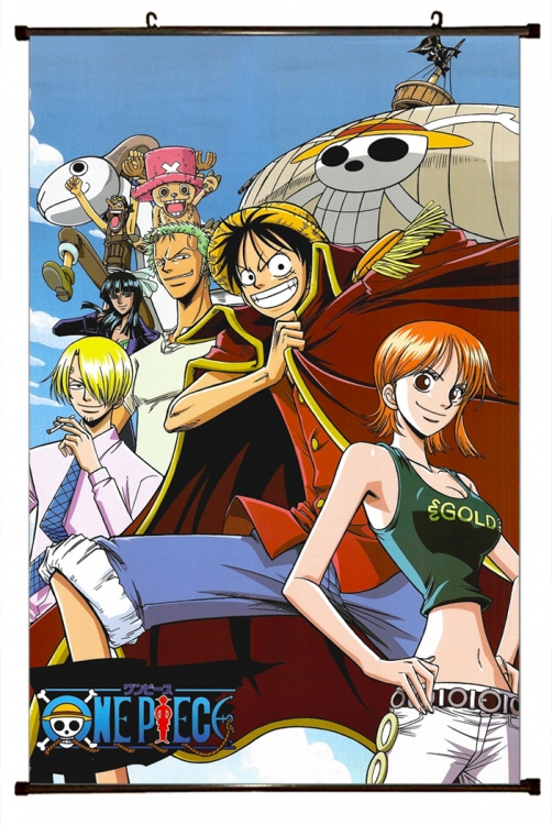 One Piece Anime black Plastic rod Cloth painting Wall Scroll 60X90CM H1365