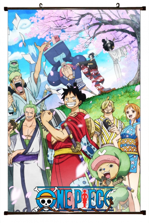 One Piece Anime black Plastic rod Cloth painting Wall Scroll 60X90CM H1370