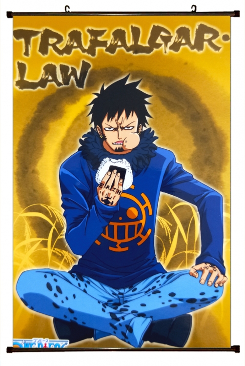 One Piece Anime black Plastic rod Cloth painting Wall Scroll 60X90CM H1381