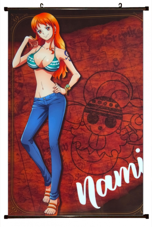 One Piece Anime black Plastic rod Cloth painting Wall Scroll 60X90CM H1376