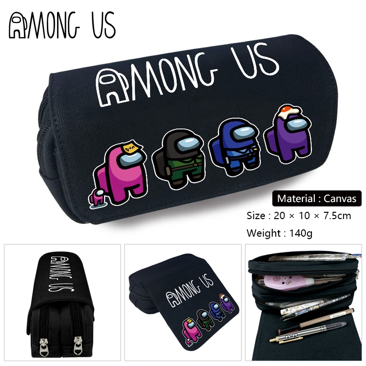 Among us-13 Anime double layer canvas pencil bag wallet 20X10X7.5CM 140G