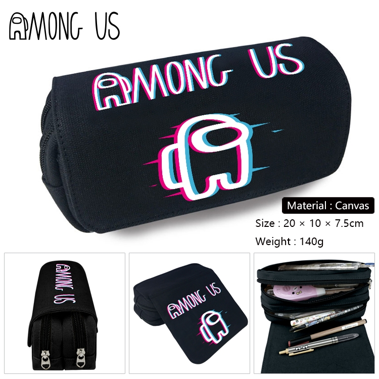 Among us-17 Anime double layer canvas pencil bag wallet 20X10X7.5CM 140G