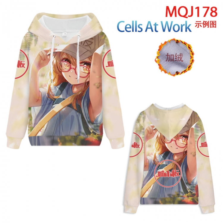 Working cell hooded plus fleece sweater 9 sizes from XXS to 4XL MQJ178