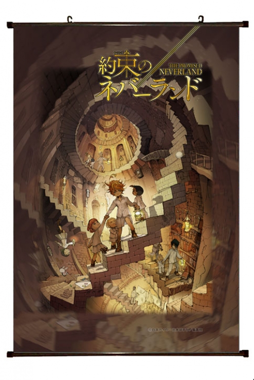 The Promised Neverla Anime black Plastic rod Cloth painting Wall Scroll 60X90CM  Y2-43