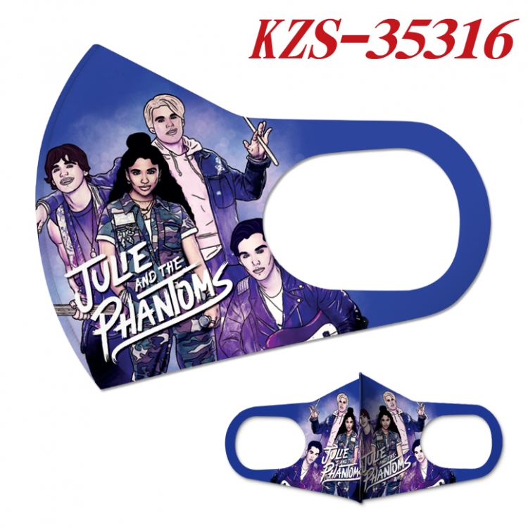 Julie and the Phantoms Anime ice silk cotton double-sided printing mask scarf price for 5 pcs  KZS-35316A