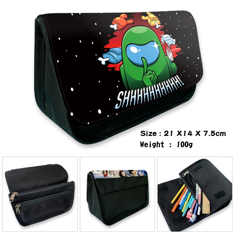 AMONG US Velcro canvas zipper pencil case Pencil Bag  7B