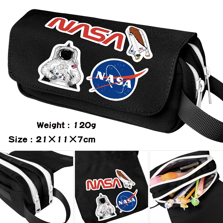 NASA Portable waterproof double-layer pencil case Pencil Bag  20x11x7cm