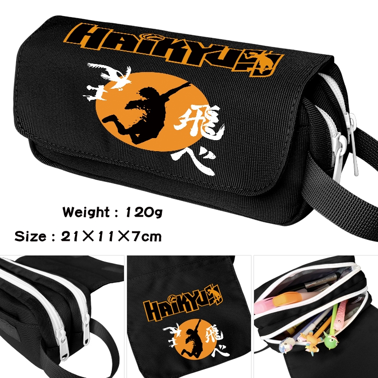 Haikyuu!! Portable waterproof double-layer pencil case Pencil Bag  20x11x7cm