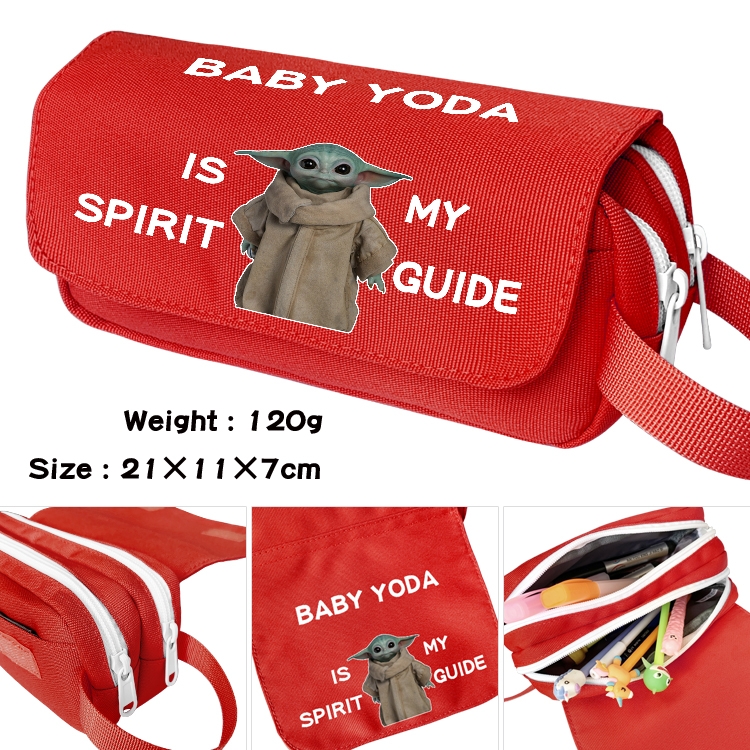 Star Wars Baby Yoda Portable waterproof double-layer pencil case Pencil Bag  20x11x7cm