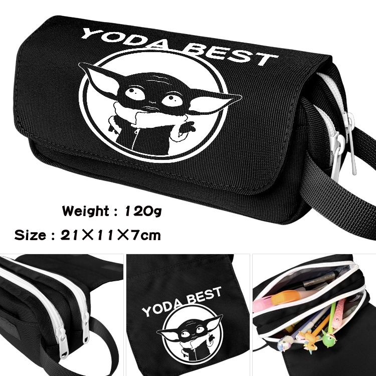 Star Wars Baby Yoda Portable waterproof double-layer pencil case Pencil Bag  20x11x7cm