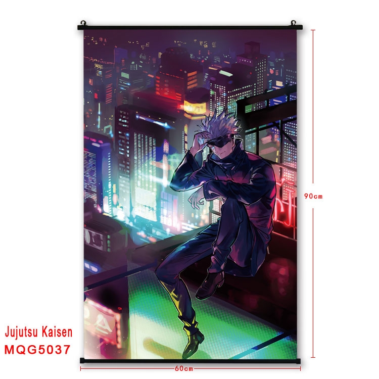 Jujutsu Kaisen Anime black Plastic rod Cloth painting Wall Scroll 60X90CM MQG-5037
