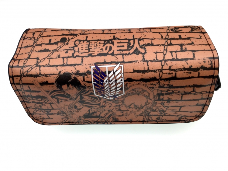 Shingeki no Kyojin Double zipper PU pencil Bag 20X10X7.5M 140G Style E