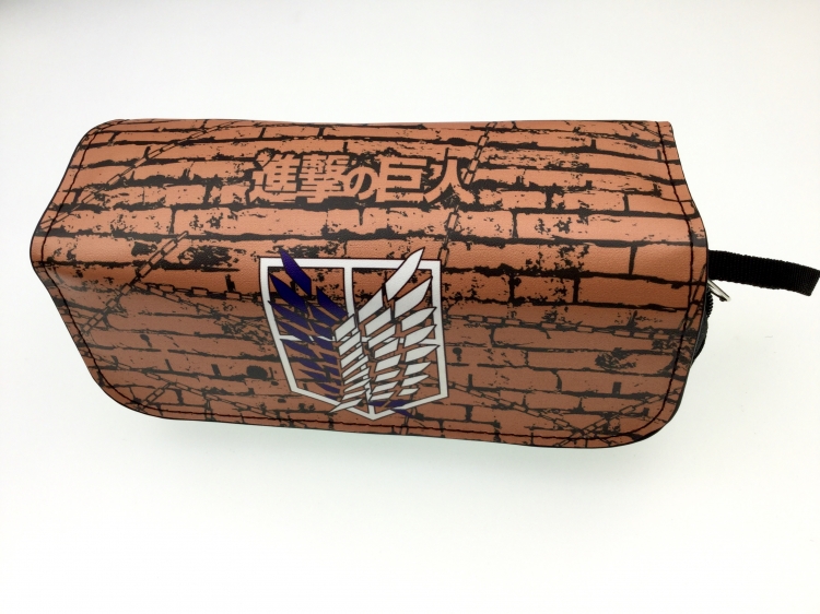 Shingeki no Kyojin Double zipper PU pencil Bag 20X10X7.5M 140G Style A