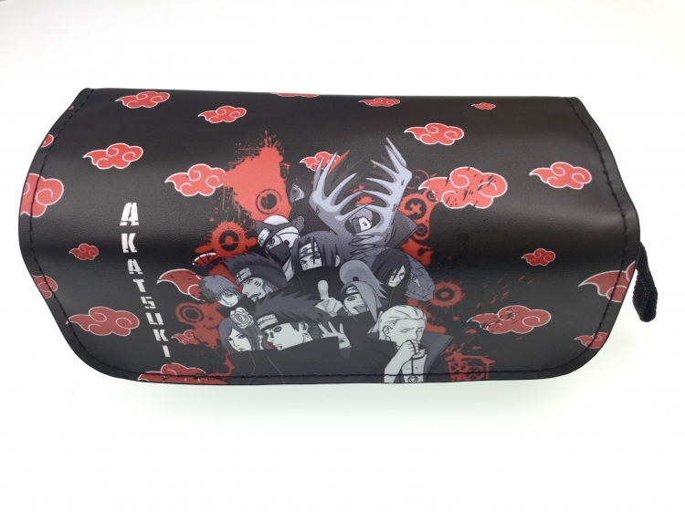 Naruto Double zipper PU pencil Bag 20X10X7.5M 140G Style A