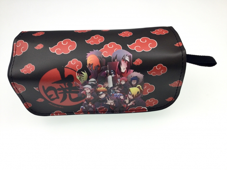 Naruto Double zipper PU pencil Bag 20X10X7.5M 140G Style B