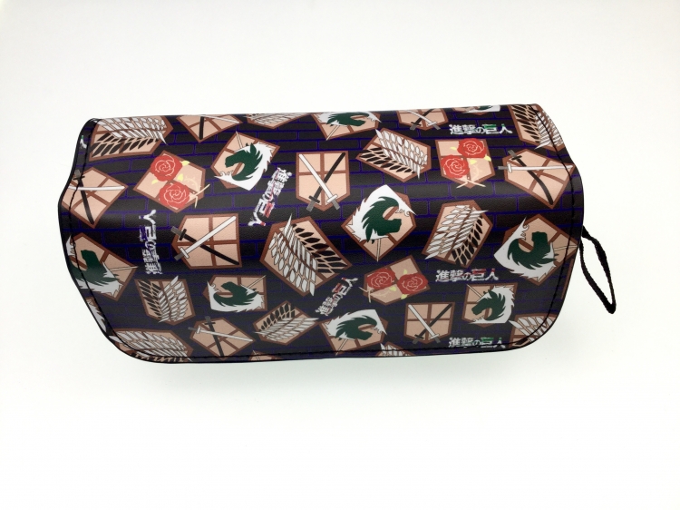 Shingeki no Kyojin Double zipper PU pencil Bag 20X10X7.5M 140G Style C