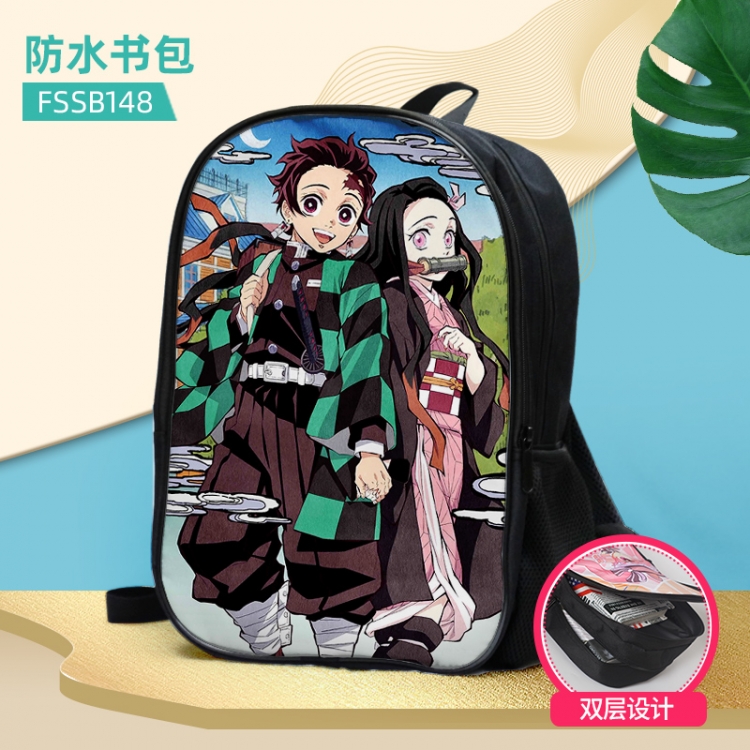 Demon Slayer Kimets Anime double-layer waterproof schoolbag about 40×30×17cm, single style can be customized FSSB148