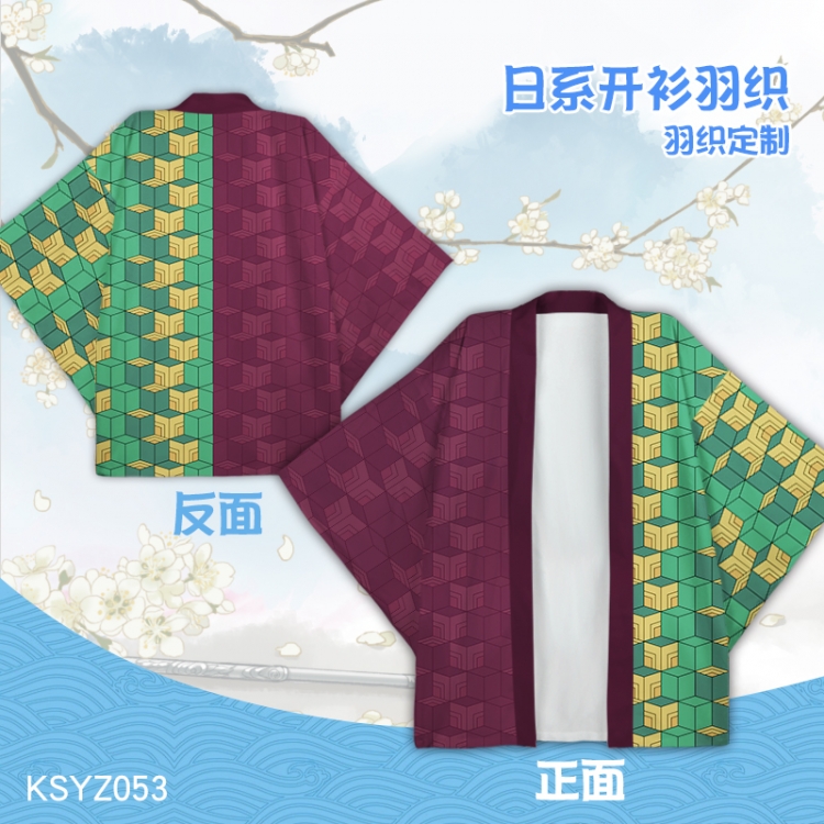 Demon Slayer Kimets Anime Cardigan wind  feather woven short-sleeved T-shirt KSYZ053 SIZE S L