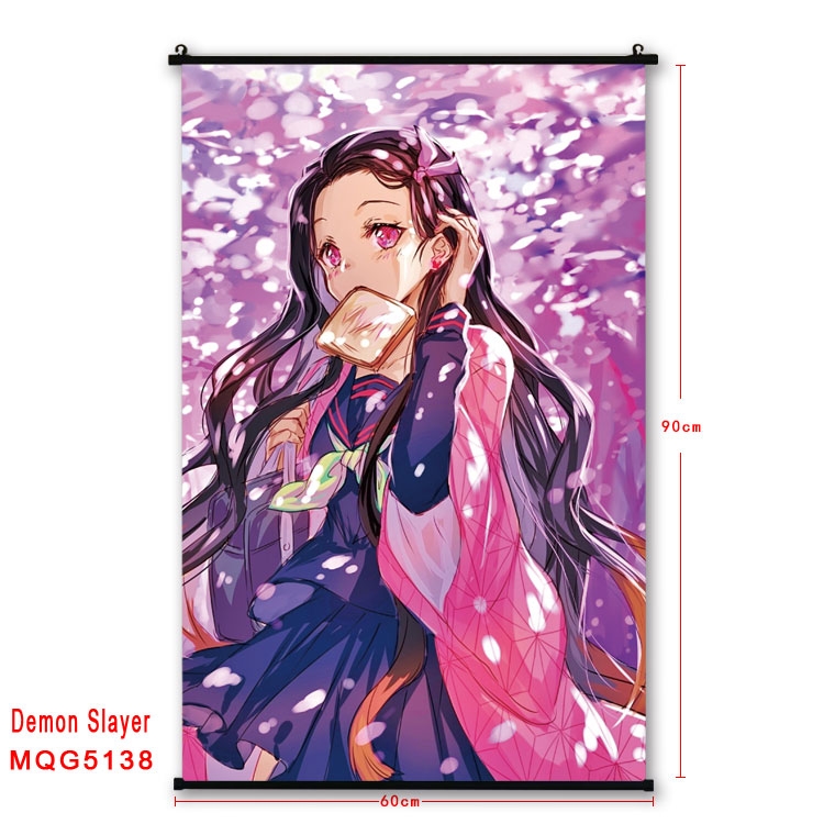 Demon Slayer Kimets Anime plastic pole cloth painting Wall Scroll 60X90CM MQG5138