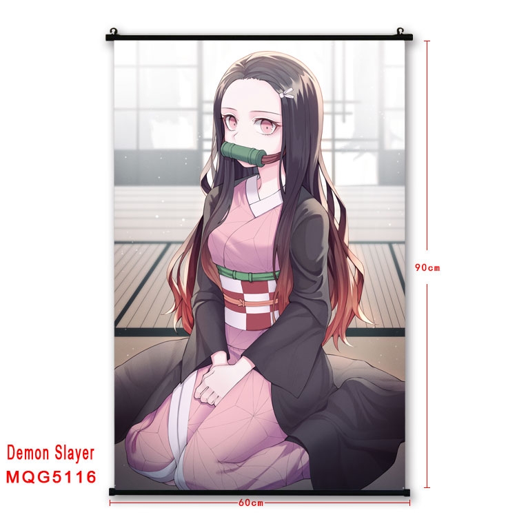 Demon Slayer Kimets Anime plastic pole cloth painting Wall Scroll 60X90CM MQG5116