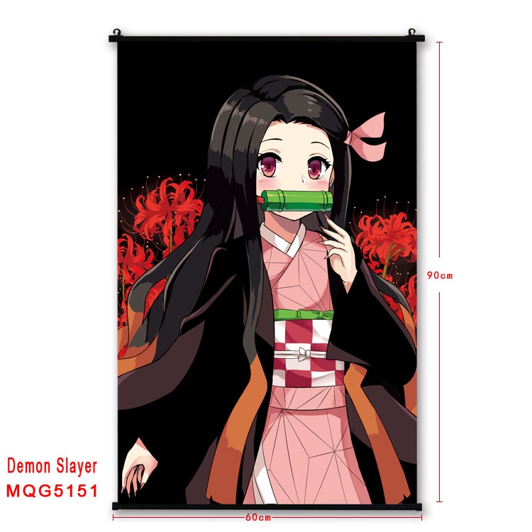 Demon Slayer Kimets Anime plastic pole cloth painting Wall Scroll 60X90CM MQG5151