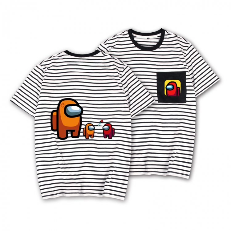 Among  US Striped letters color loose short-sleeved T-shirt from M to 3XL