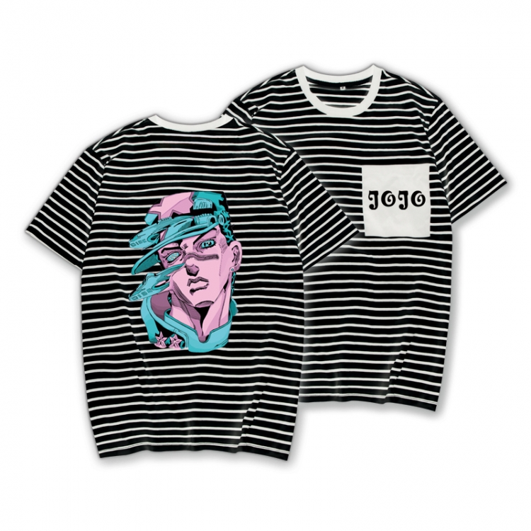 JoJos Bizarre Adventure Striped letters color loose short-sleeved T-shirt from M to 3XL