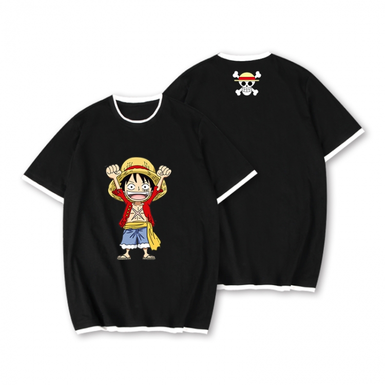 One Piece Full color printed short-sleeved fake two-piece T-shirt from S to XXXL