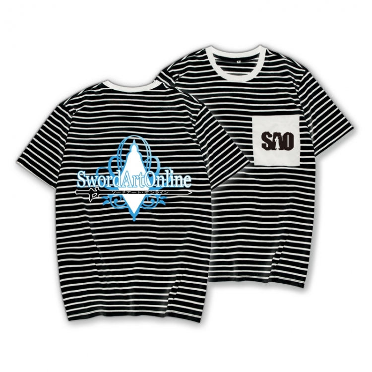 Sword Art Online Striped letters color loose short-sleeved T-shirt from M to 3XL