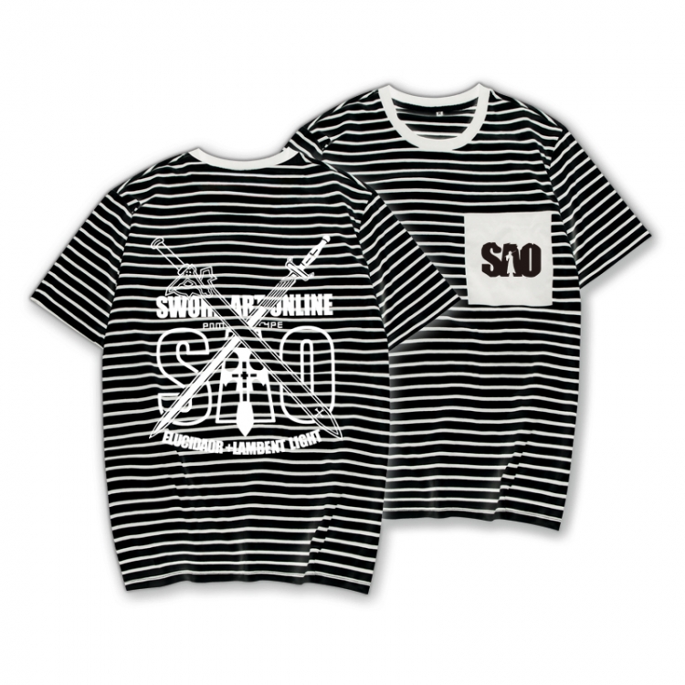 Sword Art Online Striped letters color loose short-sleeved T-shirt from M to 3XL