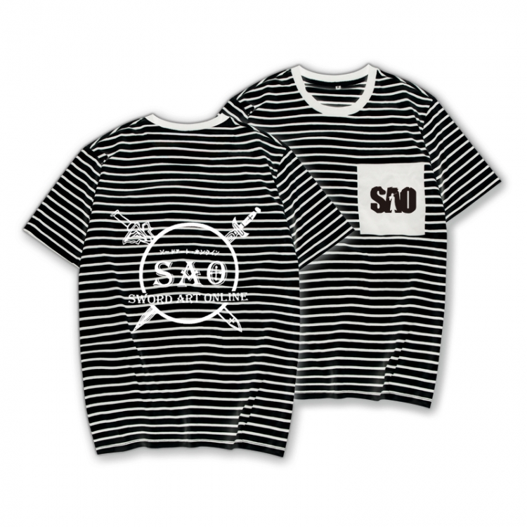 Sword Art Online Striped letters color loose short-sleeved T-shirt from M to 3XL