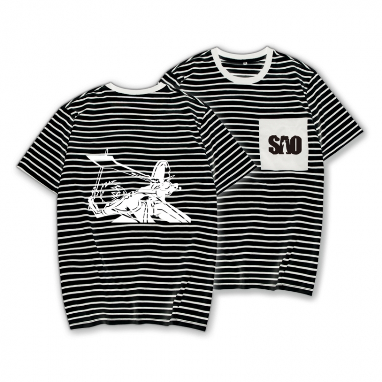 Sword Art Online Striped letters color loose short-sleeved T-shirt from M to 3XL
