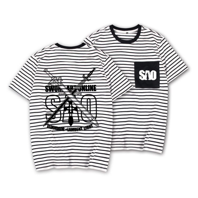 Sword Art Online Striped letters color loose short-sleeved T-shirt from M to 3XL