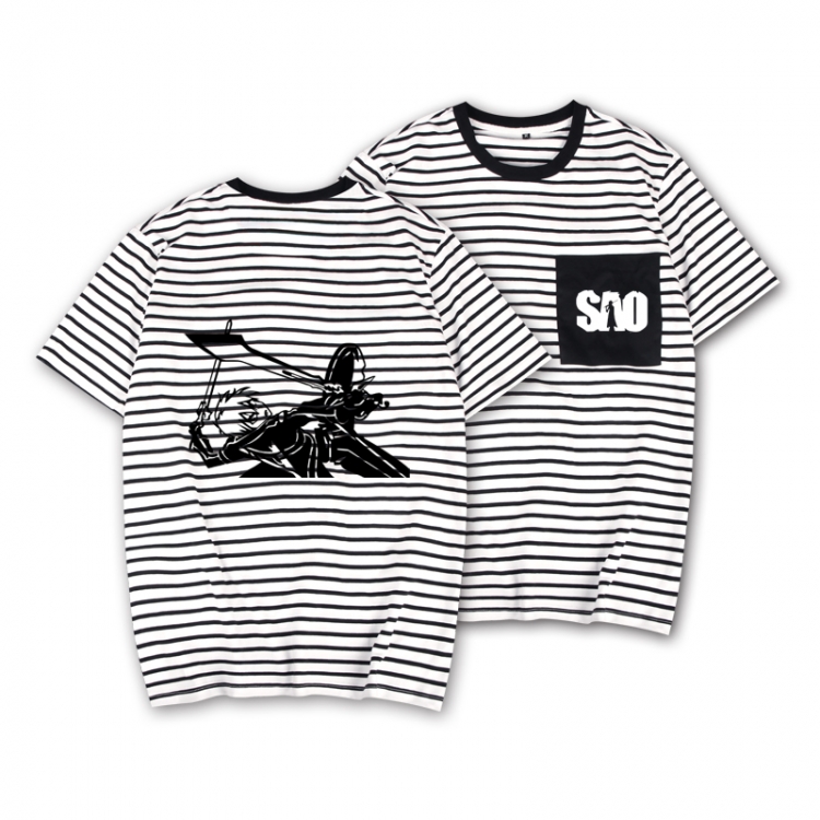 Sword Art Online Striped letters color loose short-sleeved T-shirt from M to 3XL