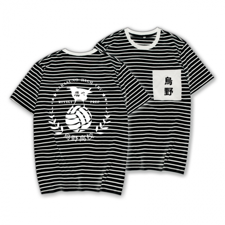 Haikyuu!! Striped letters color loose short-sleeved T-shirt from M to 3XL