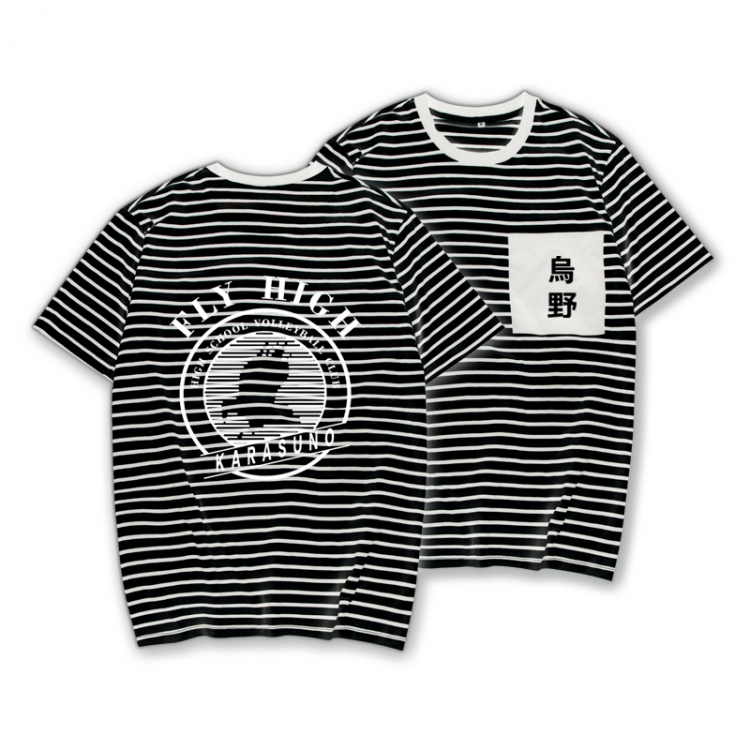 Haikyuu!! Striped letters color loose short-sleeved T-shirt from M to 3XL