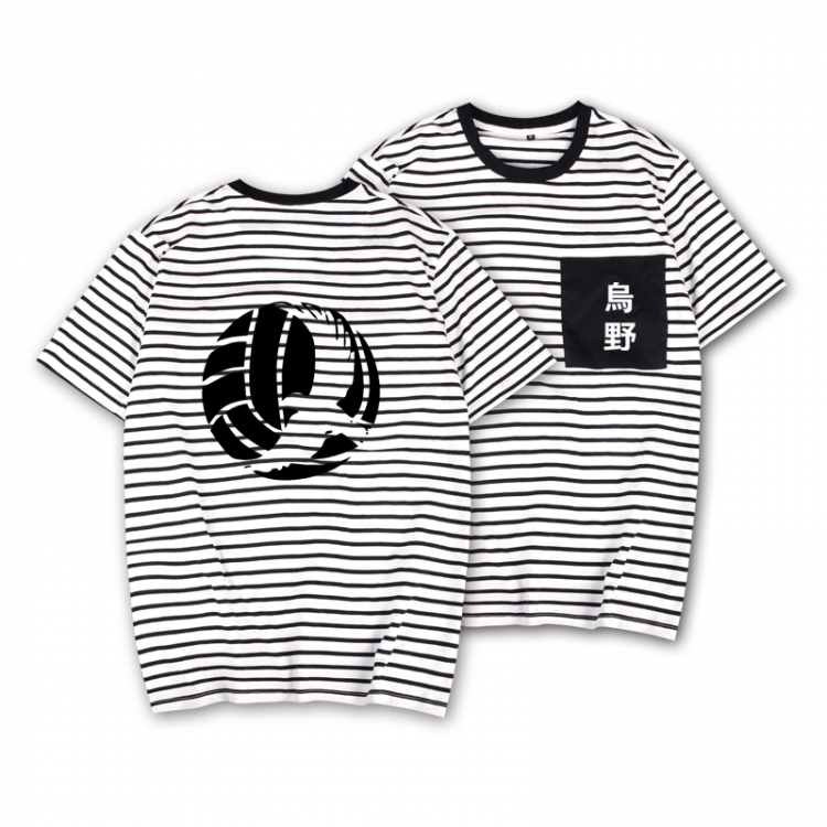 Haikyuu!! Striped letters color loose short-sleeved T-shirt from M to 3XL