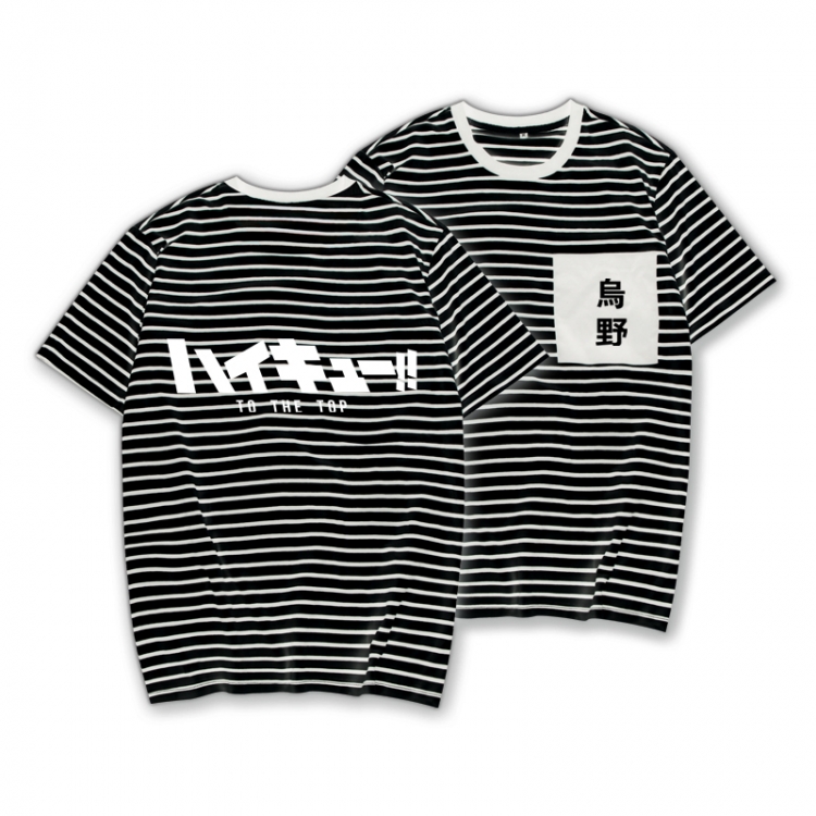 Haikyuu!! Striped letters color loose short-sleeved T-shirt from M to 3XL