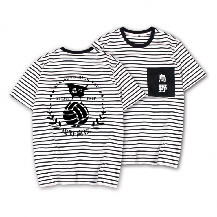 Haikyuu!! Striped letters color loose short-sleeved T-shirt from M to 3XL